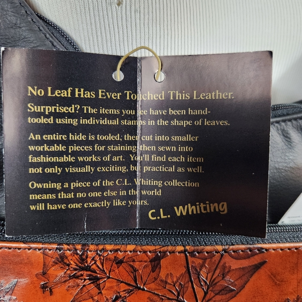 CL WHITING Leaf Leather Shoulder Saddle Bag Purse - Picture 7 of 7